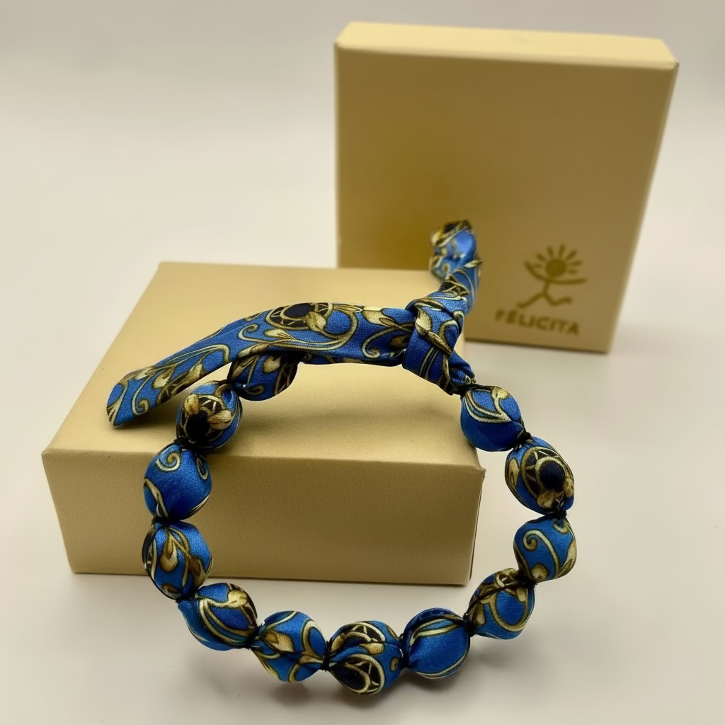 Bracelet perles de soie bleu électrique