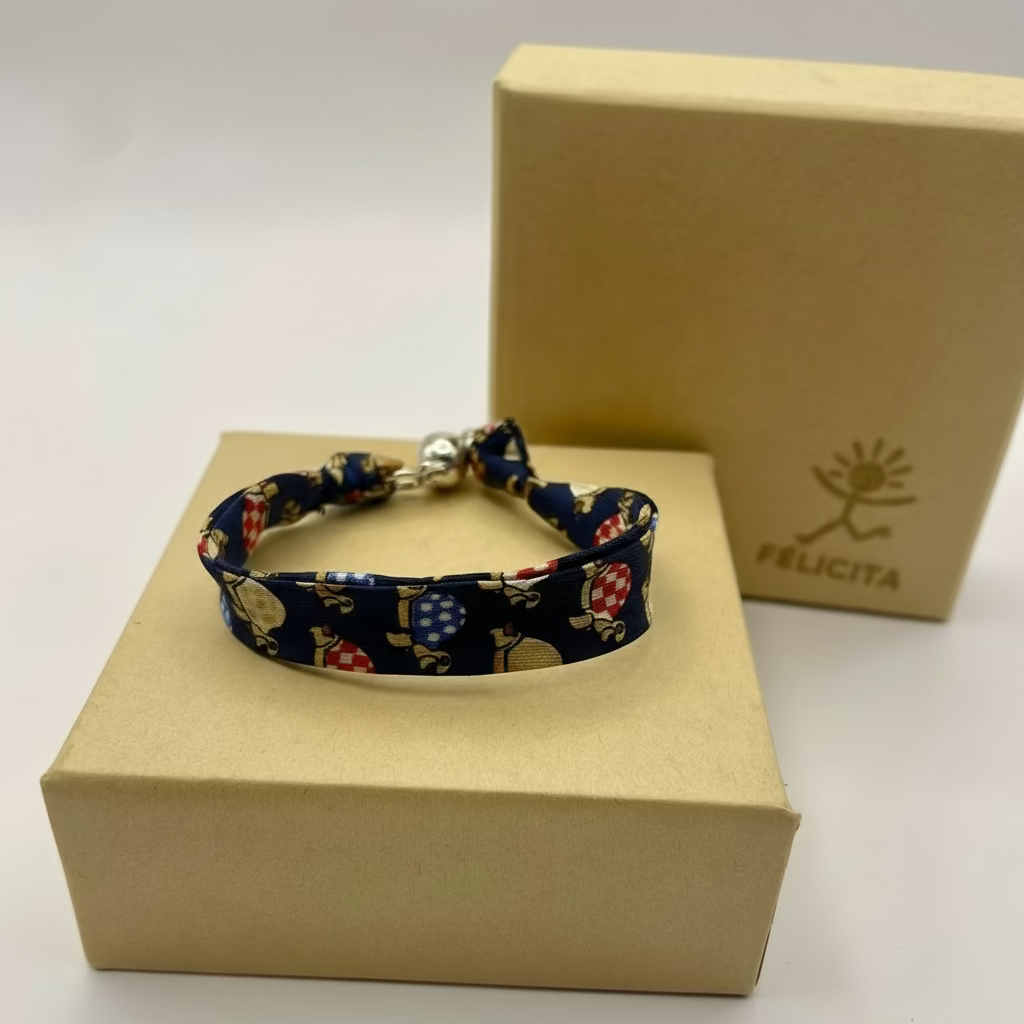 Bracelet ruban de soie motifs péruches