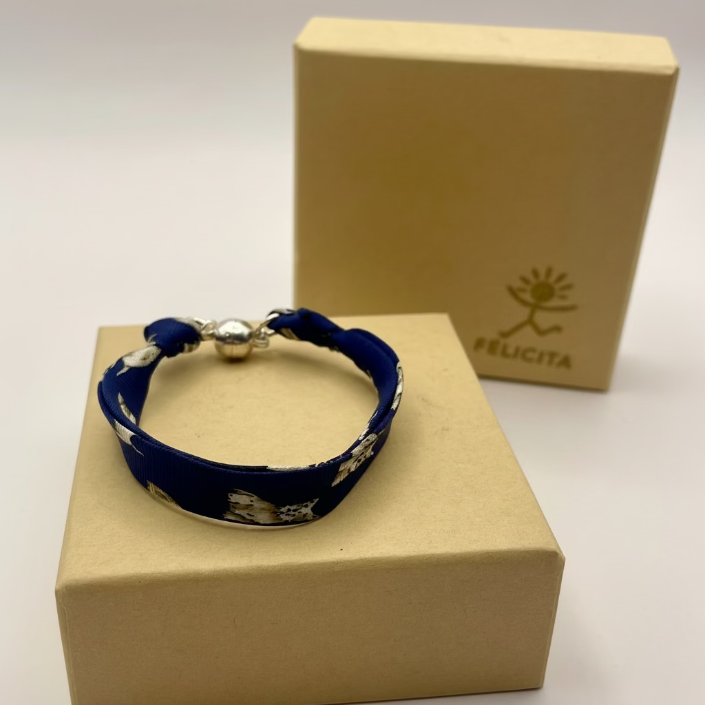 Bracelet ruban de soie motifs petits chiens