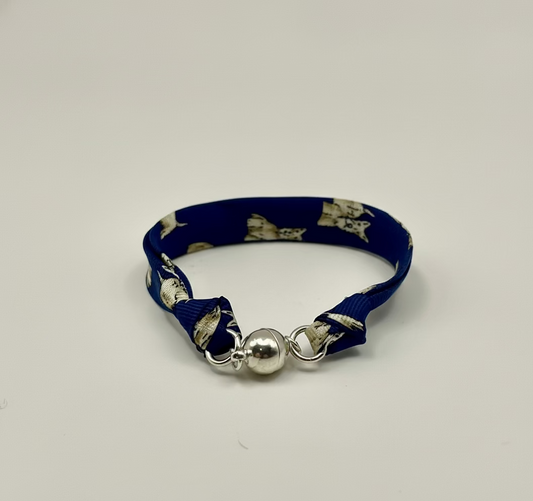 Bracelet ruban de soie motifs petits chiens