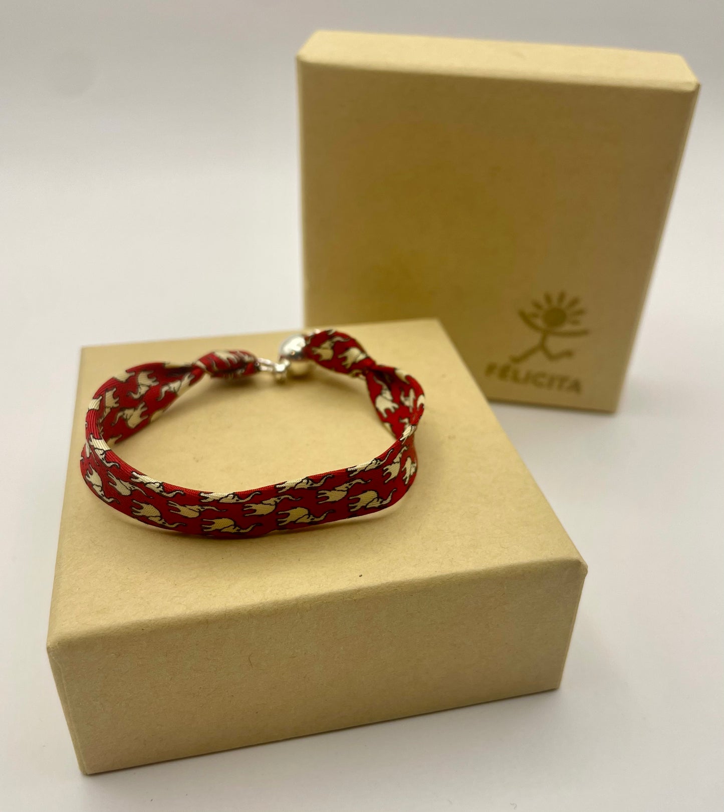 Bracelet ruban de soie éléphants