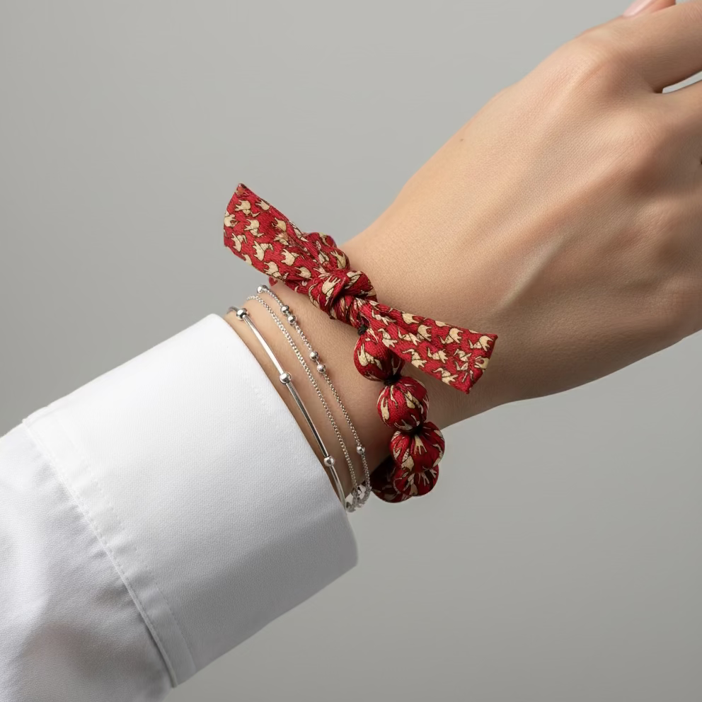 Bracelet perles de soie éléphants
