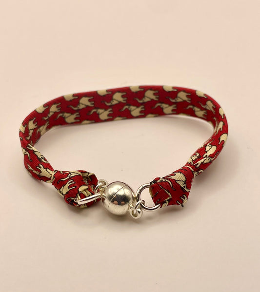 Bracelet ruban de soie éléphants