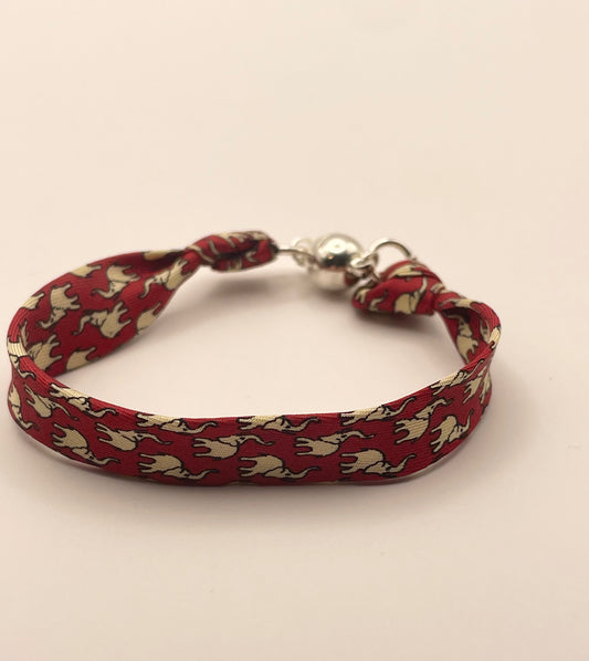 Bracelet ruban de soie éléphants
