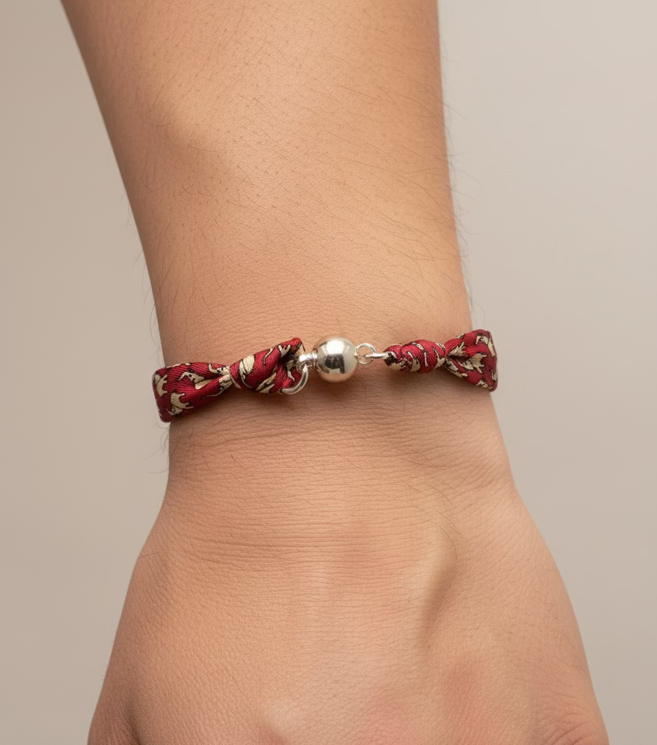 Bracelet ruban de soie éléphants