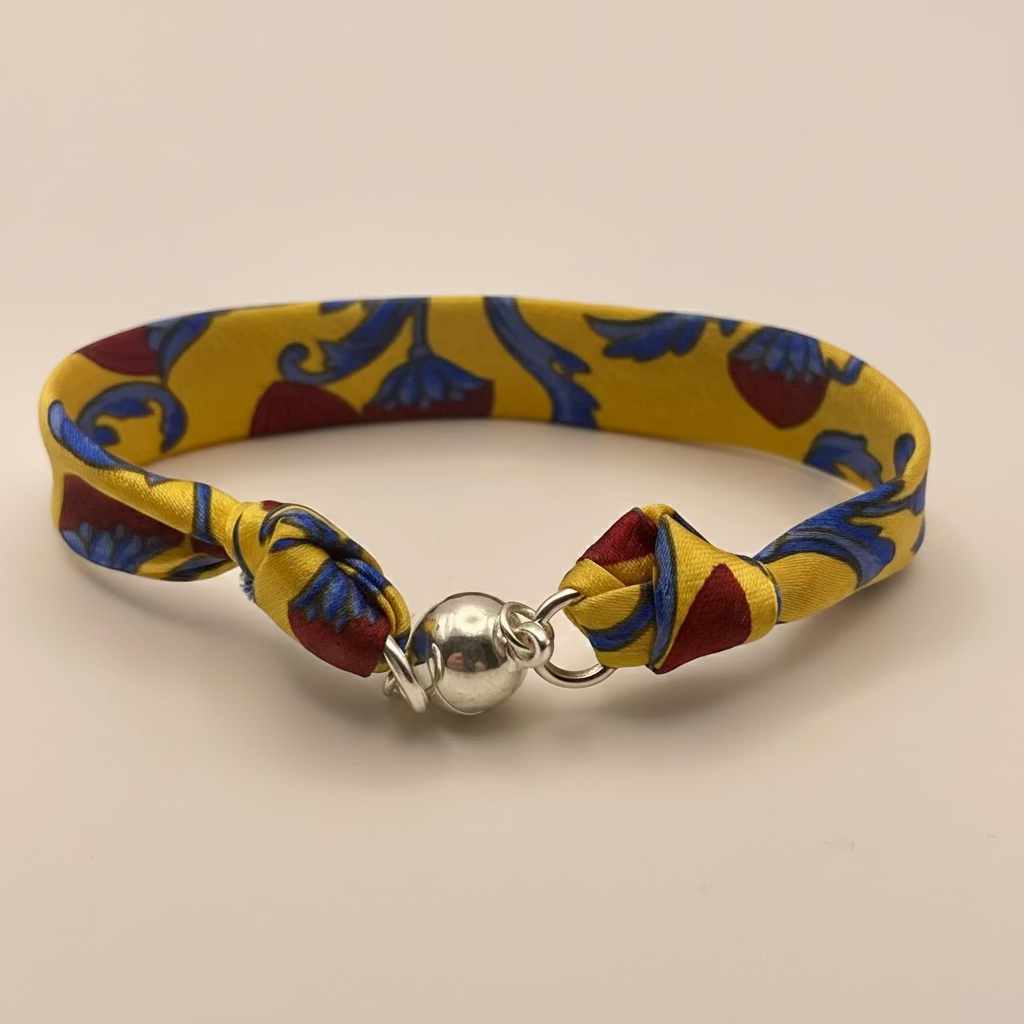 Bracelet ruban fruits rouges