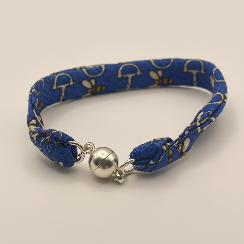 Bracelet ruban de soie abeilles