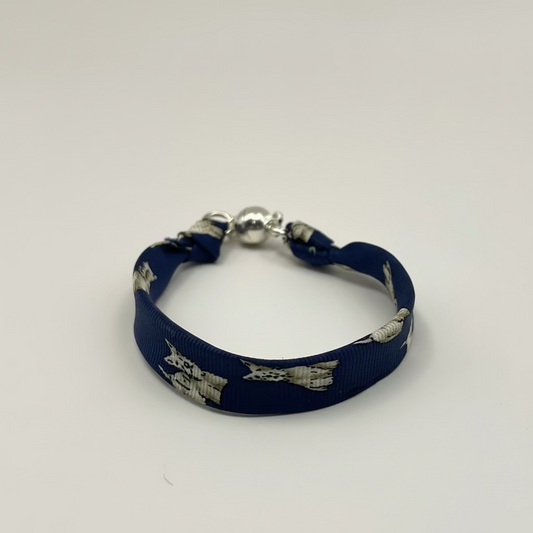 Bracelet ruban de soie motifs petits chiens