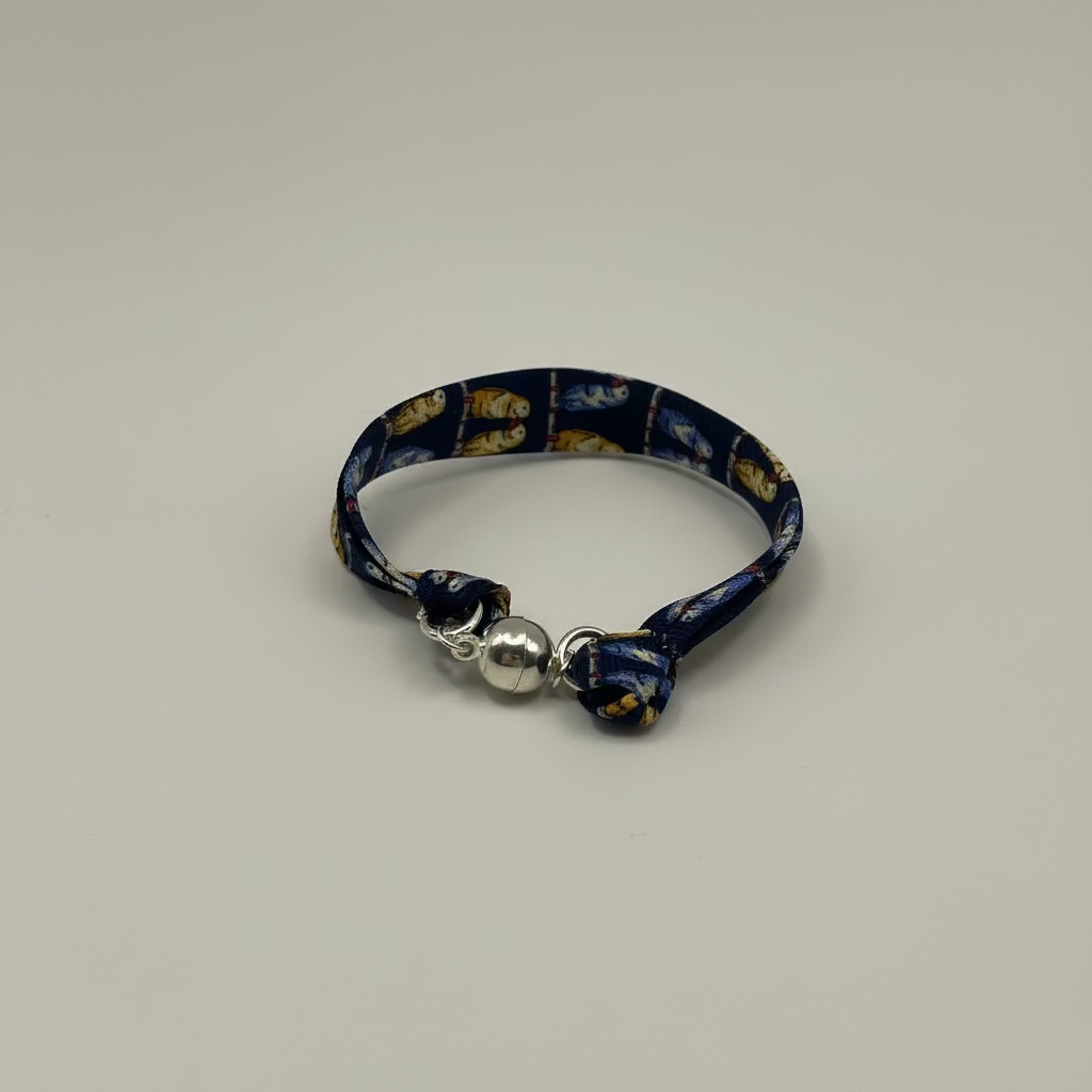Bracelet ruban de soie motifs péruches