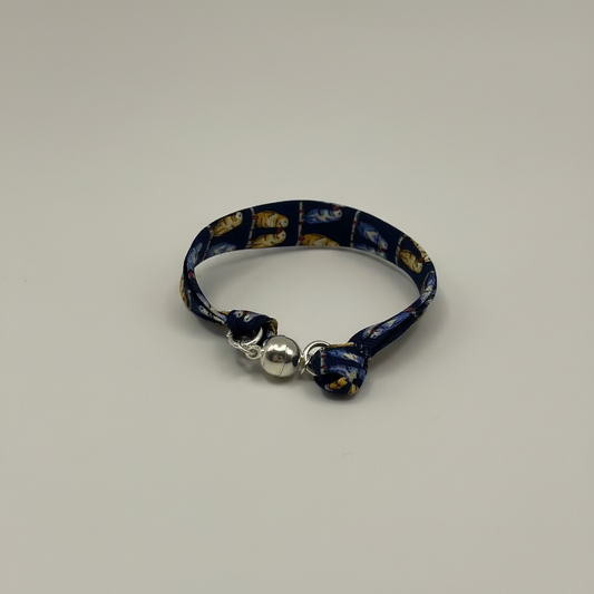 Bracelet ruban de soie motifs péruches