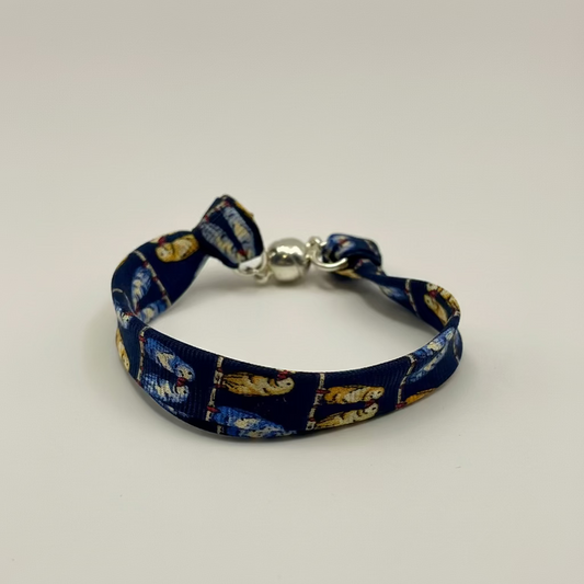 Bracelet ruban de soie motifs péruches