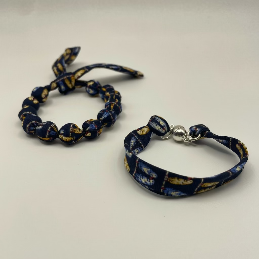 Bracelet perles de soie motifs pérruches