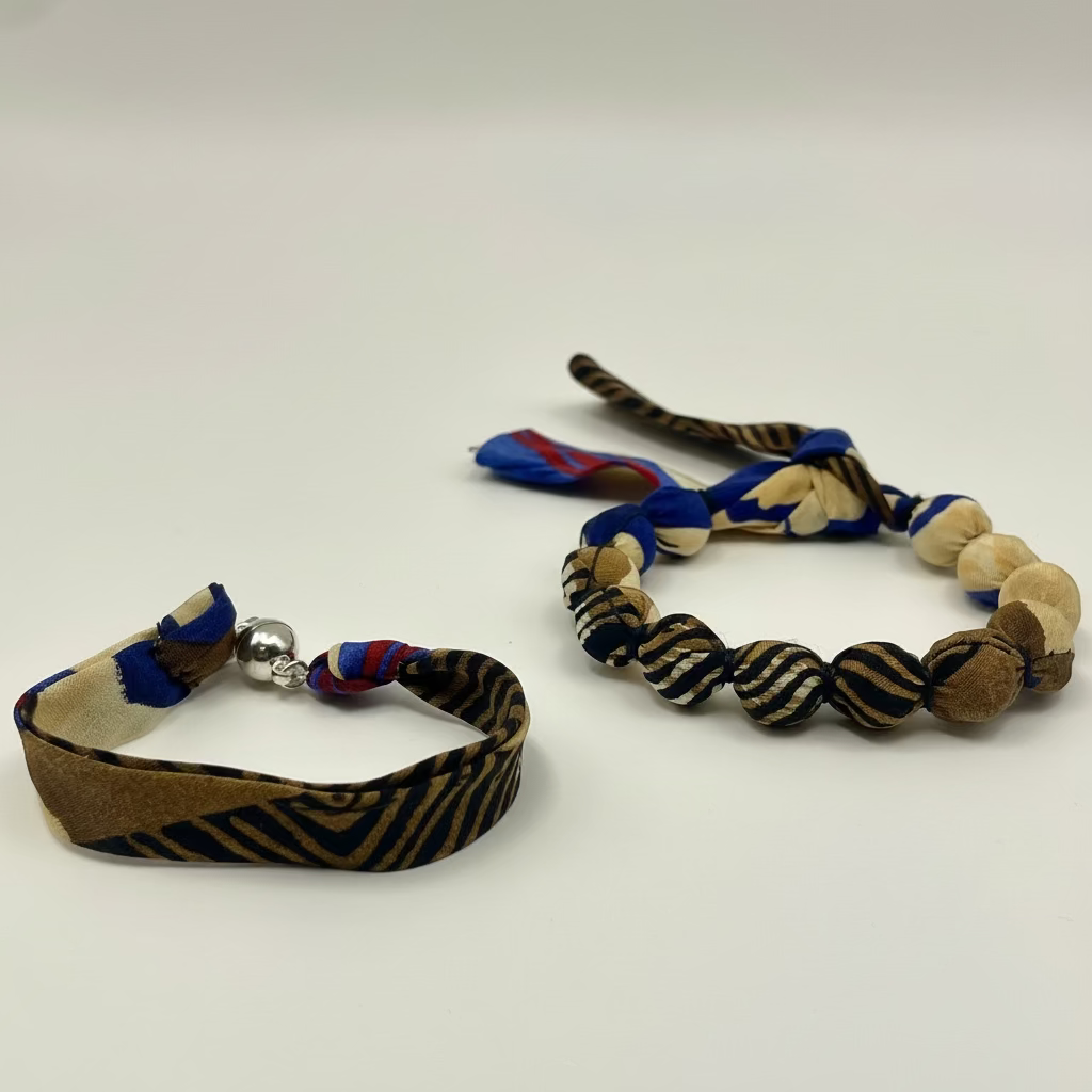 Bracelet perles de soie motifs primaires