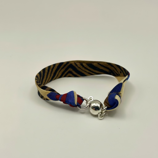 Bracelet ruban de soie motifs primaires