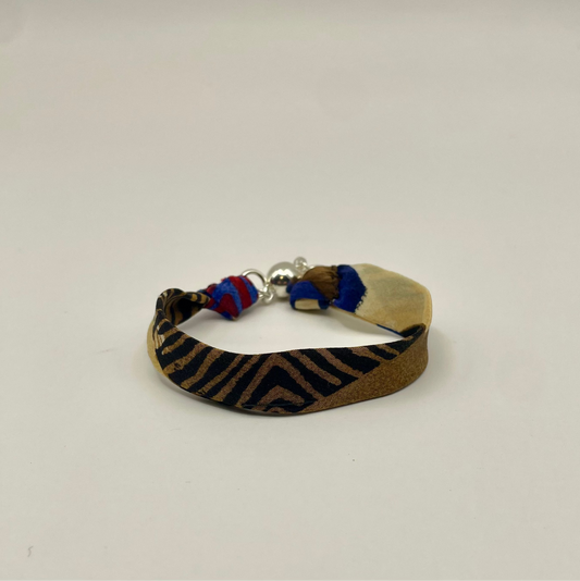 Bracelet ruban de soie motifs primaires