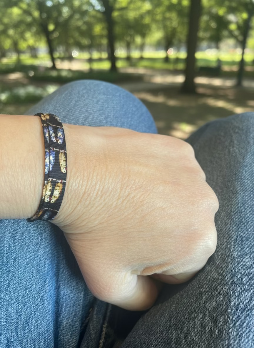 Bracelet ruban de soie motifs péruches