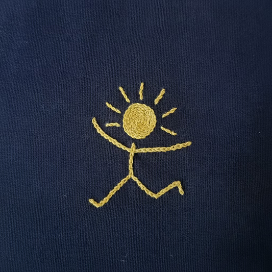 Tee-shirt marine unisexe, brodé main FELICITA