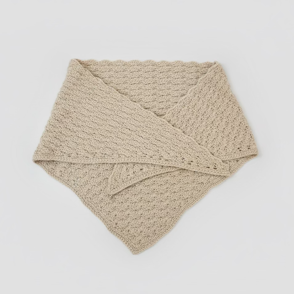 Bandana beige crocheté main