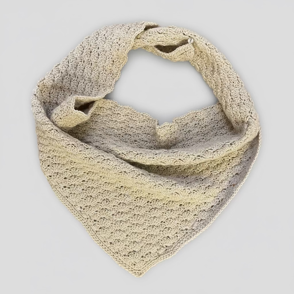 Bandana beige crocheté main