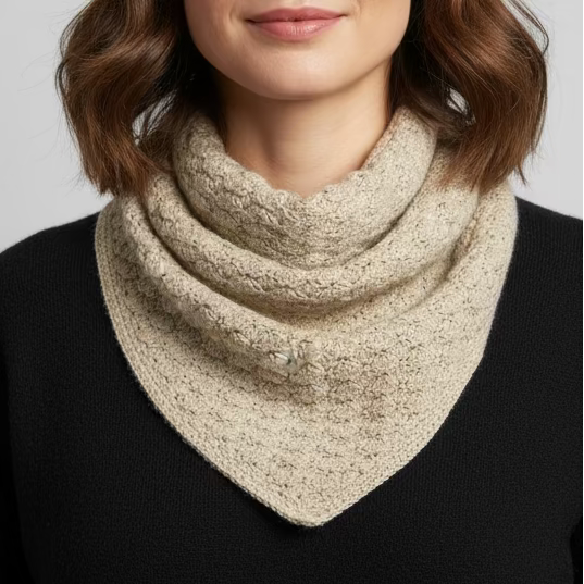 Bandana beige crocheté main